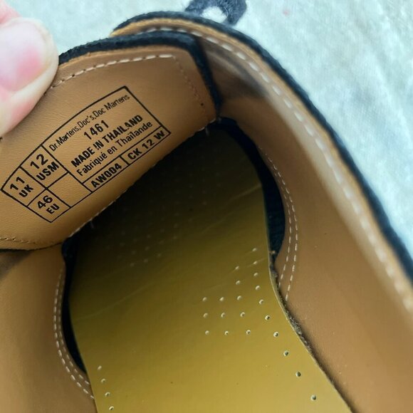 Dr Martens Unisex Black Raw Nubuck Suede 1461 Aw004 Oxfords Sz 12M 13W - Picture 10 of 13